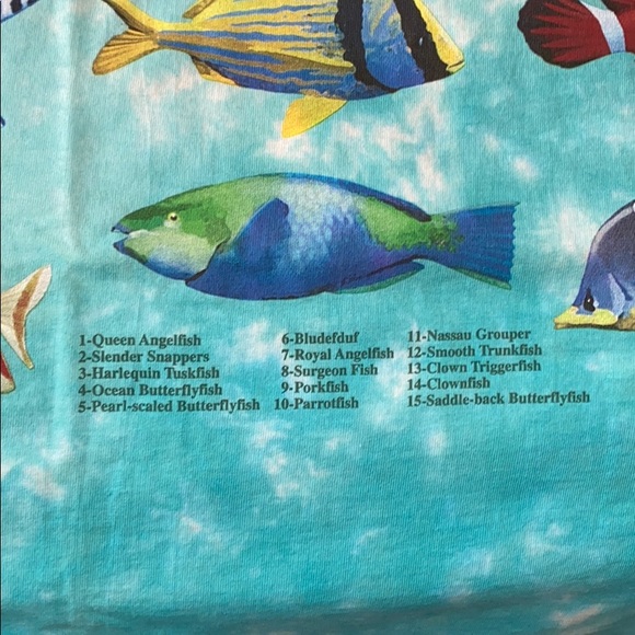 Vintage 90s Liquid Blue Tie Dye Fish T-Shirt - Picture 6 of 8